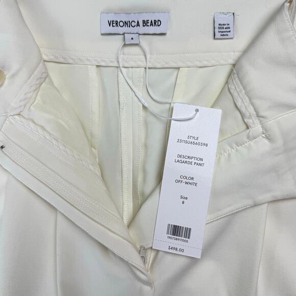 VERONICA BEARD Lagarde Pleated Crepe Wide-leg White Pants - Picture 12 of 12